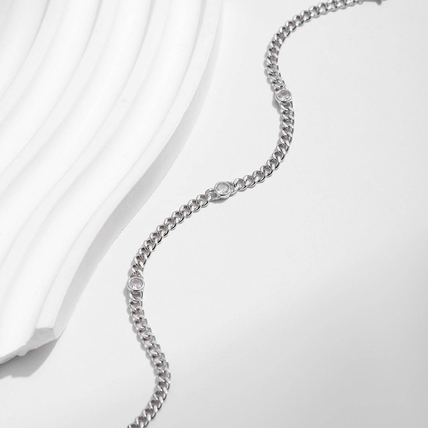 Personalized S925 Silver Diamond Bracelet - Trendy Punk Style for Women - Buy Center