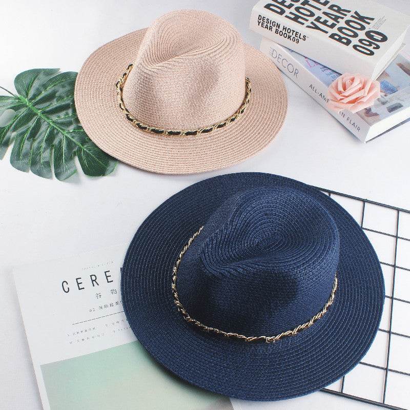 Buycenter Women's Summer Jazz Beach Hat - Stylish Straw Baseball Cap - Buy Center