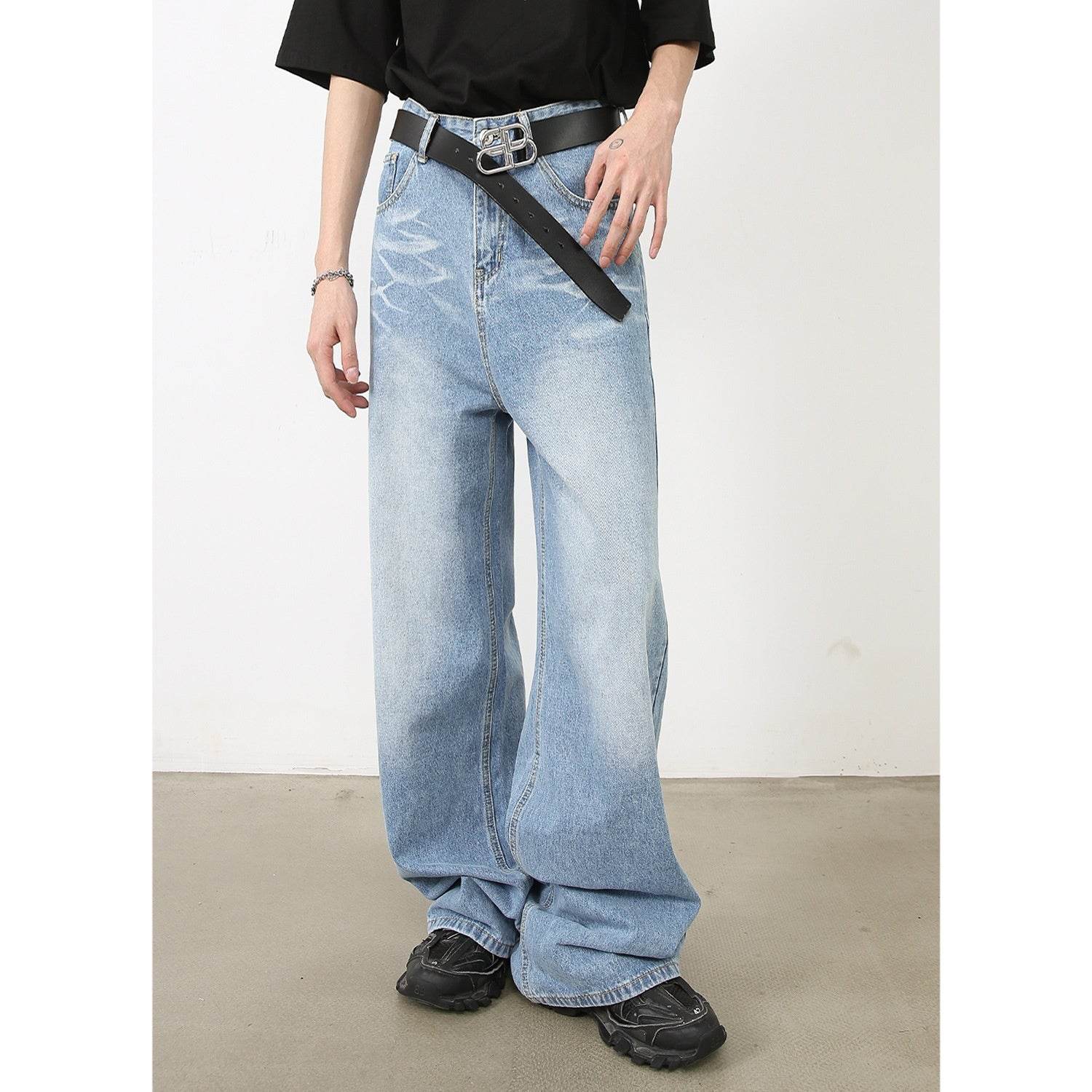 Trendy Male Cat Beard Design Pants - Casual Straight-Leg Jeans for Youth - Buy Center