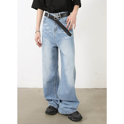 Trendy Male Cat Beard Design Pants - Casual Straight-Leg Jeans for Youth - Buy Center