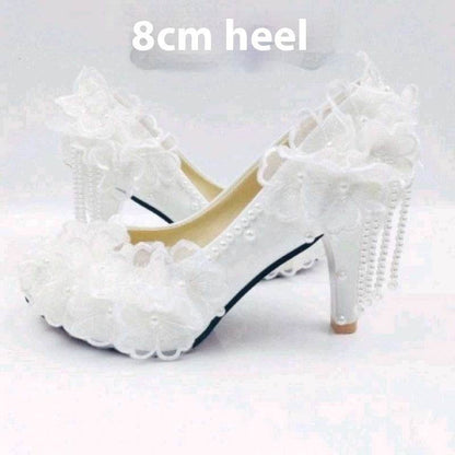 Buycenter Korean Style High-Heeled Pumps - Elegant Flower Rhinestones - Buy Center