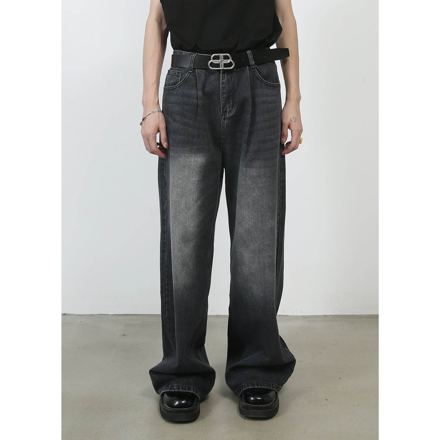Personality Denim Men's Straight Loose Wide-Leg Pants - Casual Korean Style - Buy Center