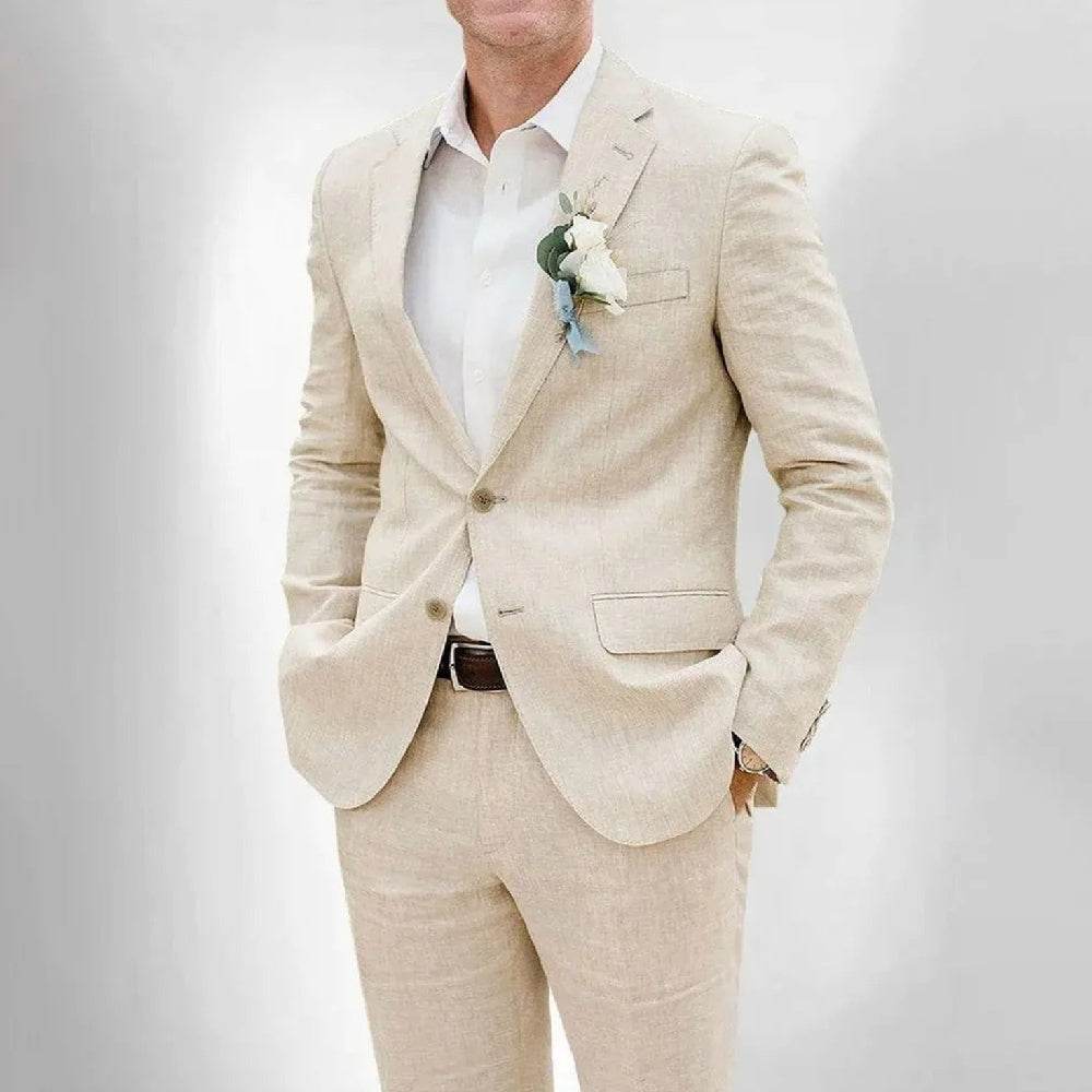 Buycenter Casual Men's Linen Suit - Fashion Slim Fit for All Occasions - Buy Center