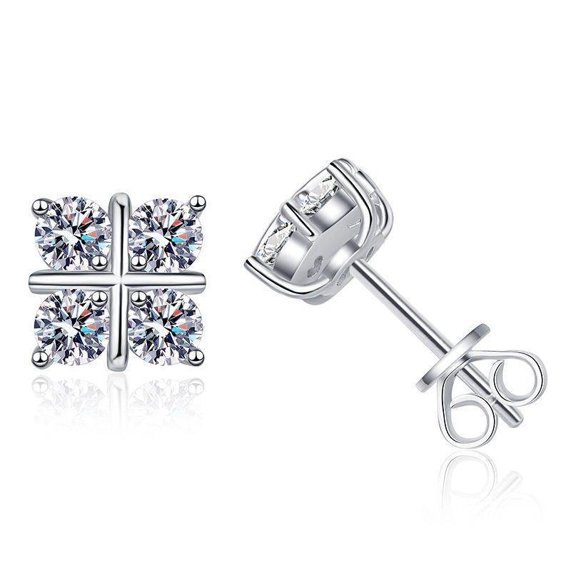 S925 Silver Moissanite Cross Earrings - Elegant Platinum Plated Design - Buy Center