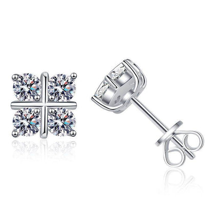 S925 Silver Moissanite Cross Earrings - Elegant Platinum Plated Design - Buy Center