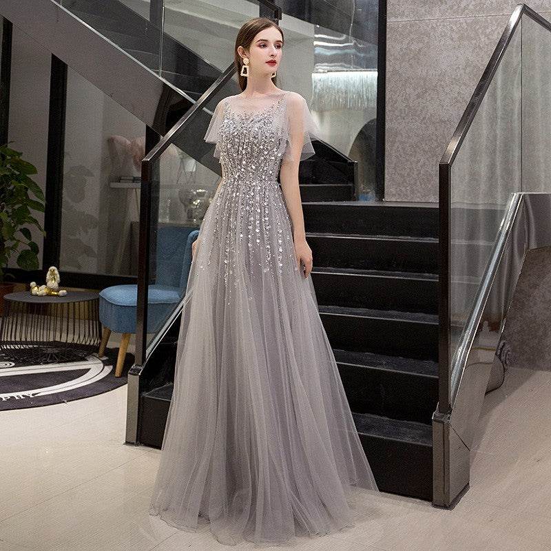 Buycenter Slim Dress for Celebrity Dinner - U-Neck Evening Wear - Buy Center