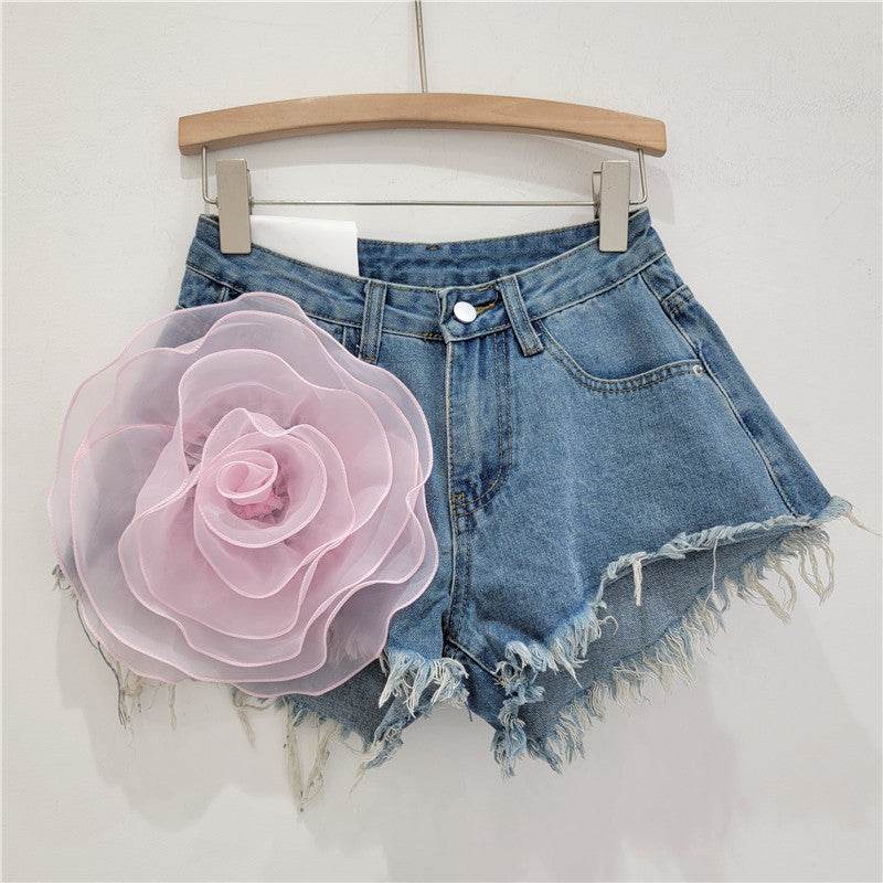 Women's Flower Denim Shorts - Trendy Low Waist Style for Summer 2025 - Buy Center