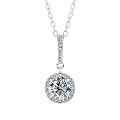 Buycenter S925 Sterling Silver Moissanite Ring Necklace Set - Elegant Design - Buy Center