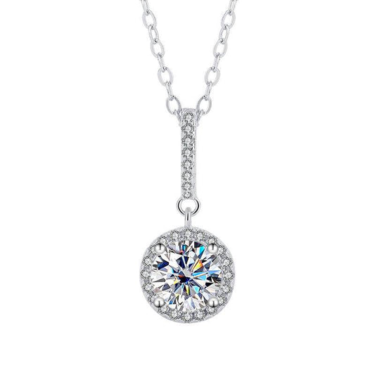 Buycenter S925 Sterling Silver Moissanite Ring Necklace Set - Elegant Design - Buy Center