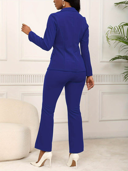 Elegant Chic Women's Work Suit Set - Long Sleeve Blazer & Pants - Buy Center