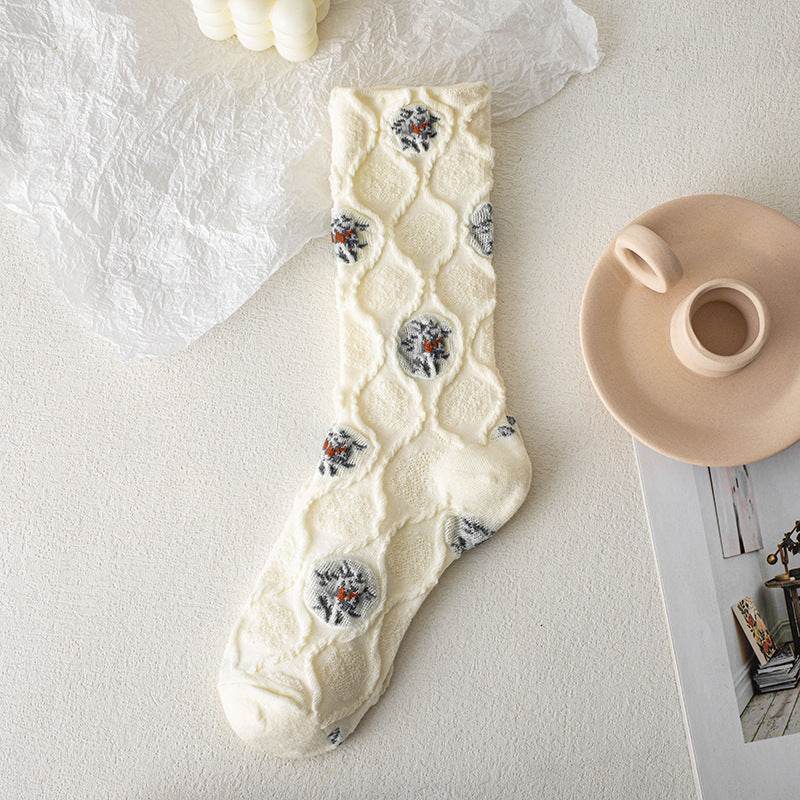 Retro Women's Thin Flower Socks - Antibacterial, Sweat Absorbent Style - Buy Center