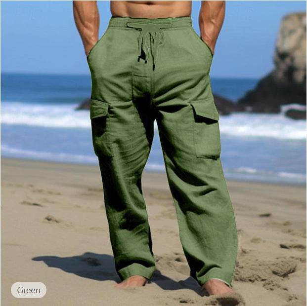 Buycenter Men's Casual Drawstring Pants - Multi-Pocket Summer Wear - Buy Center