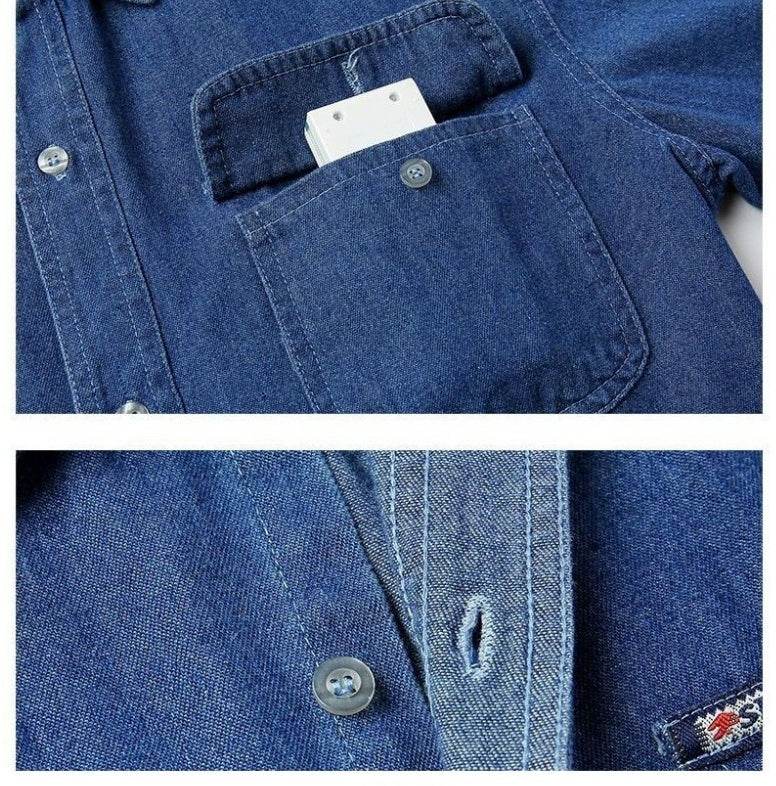 Buycenter Men's Loose Long Sleeve Denim Coat - Soft Cotton Autumn Shirt - Buy Center