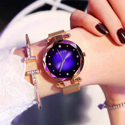 Women's Starry Quartz Watch - Sleek 8mm Lazy Magnet Strap, Stylish Design - Buy Center