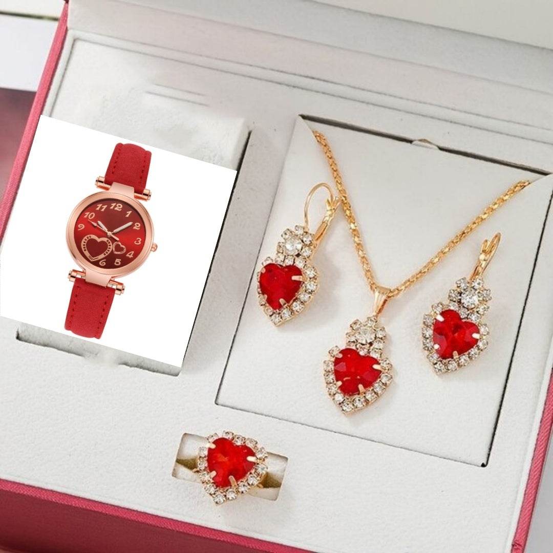 Women's Retro Love Watch Jewelry Set - Elegant 4-Piece Accessory Collection - Buy Center