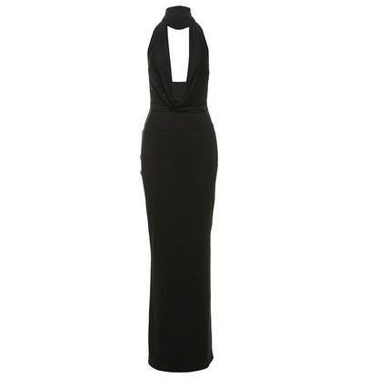 Sexy Halter V-Neck Backless Dress - Black & Red Options for Modern Women - Buy Center