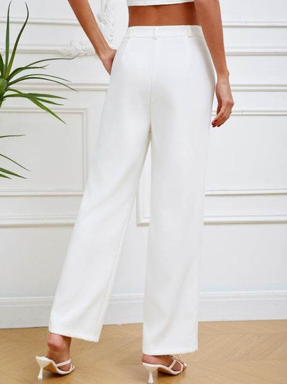 Buycenter Women's Solid Color Slim Straight Tube Pants - Casual & Comfortable - Buy Center