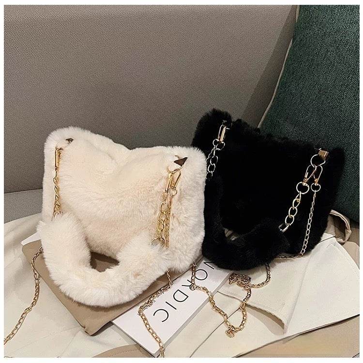 Stylish Square Plush Chain Bag - Soft Shoulder Bag for Urban Fashion - Buy Center
