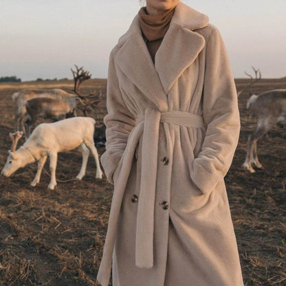 Women's Thick Mink Velvet Trench Coat - Warm & Stylish for Autumn/Winter - Buy Center