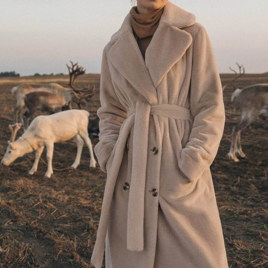 Women's Thick Mink Velvet Trench Coat - Warm & Stylish for Autumn/Winter - Buy Center