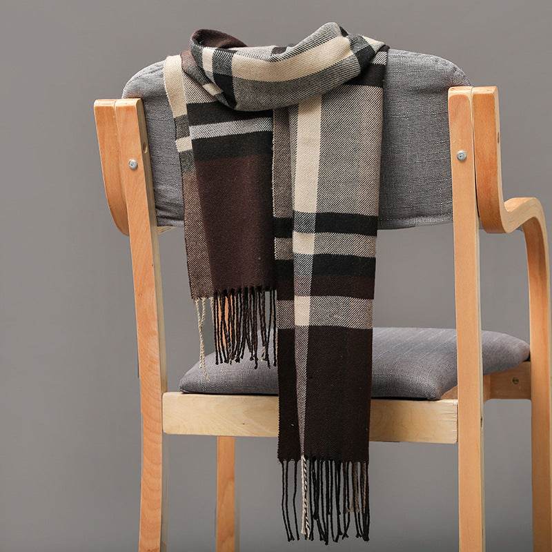 British Plaid Cashmere Scarf - Stylish Tassels, Perfect for Couples & Families - Buy Center