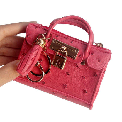 Trendy Fashionable Leather Mini Handbag with Tassels - Solid Color - Buy Center