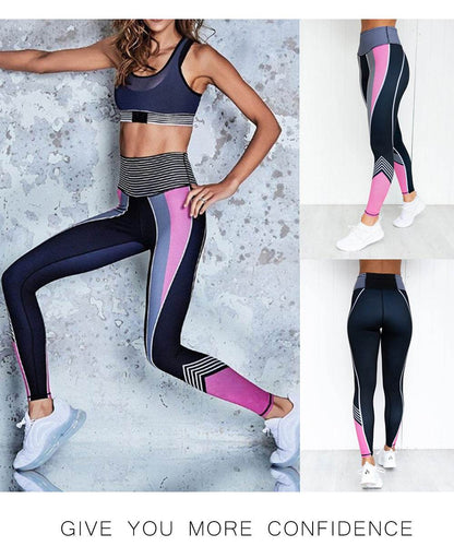 Buycenter Colorblock Fitness Leggings - 3D Printed Polyester Pants - Buy Center
