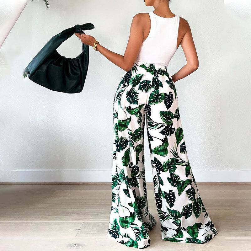 Buycenter Women's Casual Printed Jumpsuit - Long Sleeve Trousers Suit - Buy Center