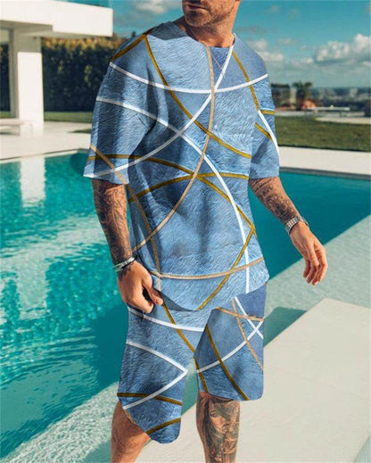Simple Men's 3D Print Oversized Shirt & Shorts Set - Stylish Comfort 2025 - Buy Center
