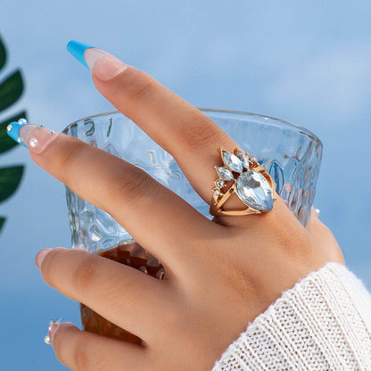 Buycenter Color Diamond Four-Piece Ring Set - Stylish Alloy Geometry - Buy Center