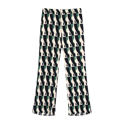 Stylish Men's Geometric Print Pants Suit - Comfortable Loose Blouse Set - Buy Center