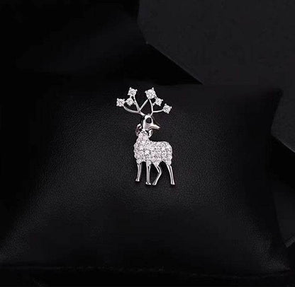 Buy Center Christmas Themed Deer Brooch - Elegant Alloy with Crystal Inlay - Buy Center