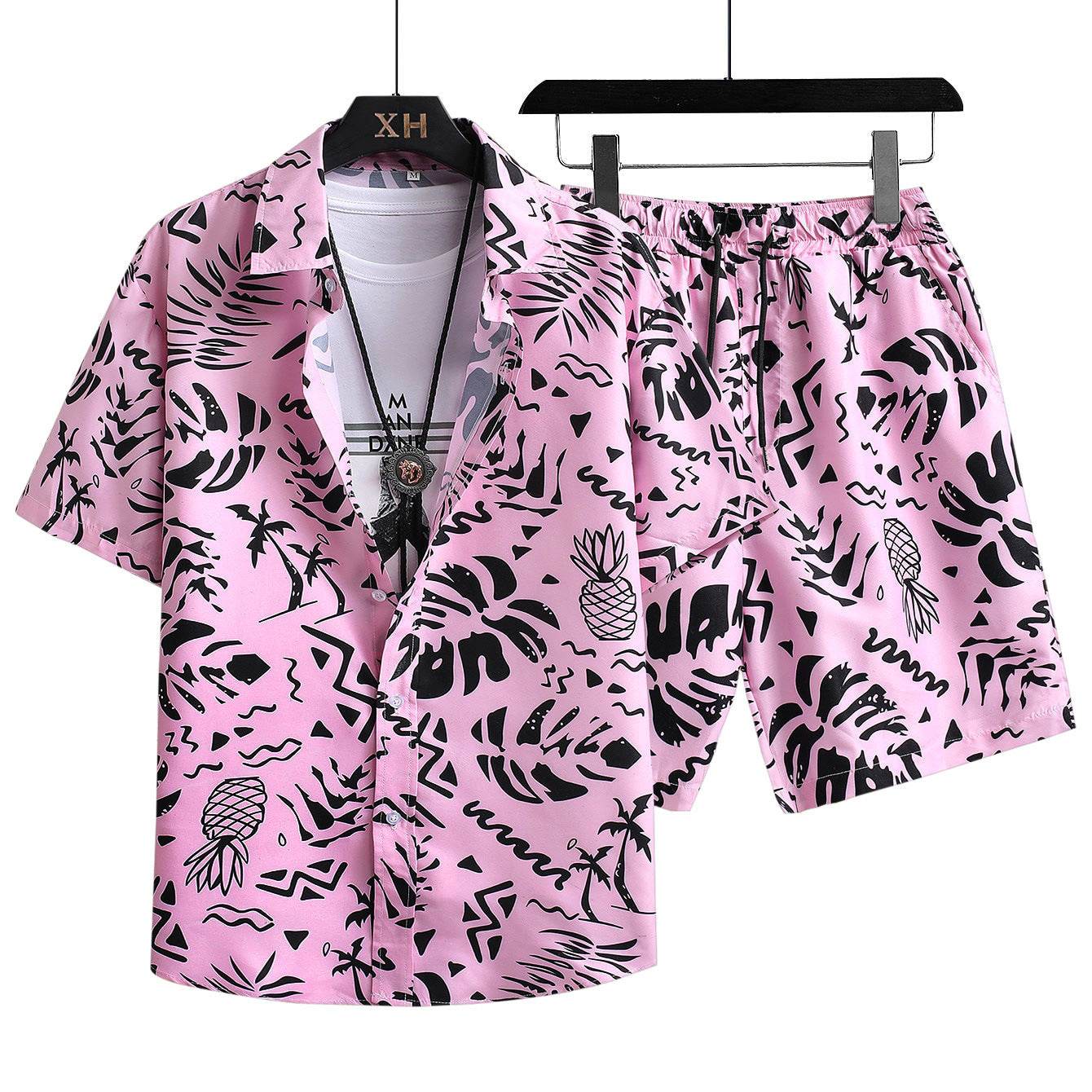 Men's Hawaiian Beach Shirt Set - Stylish and Comfortable Casual Pajama Suit - Buy Center