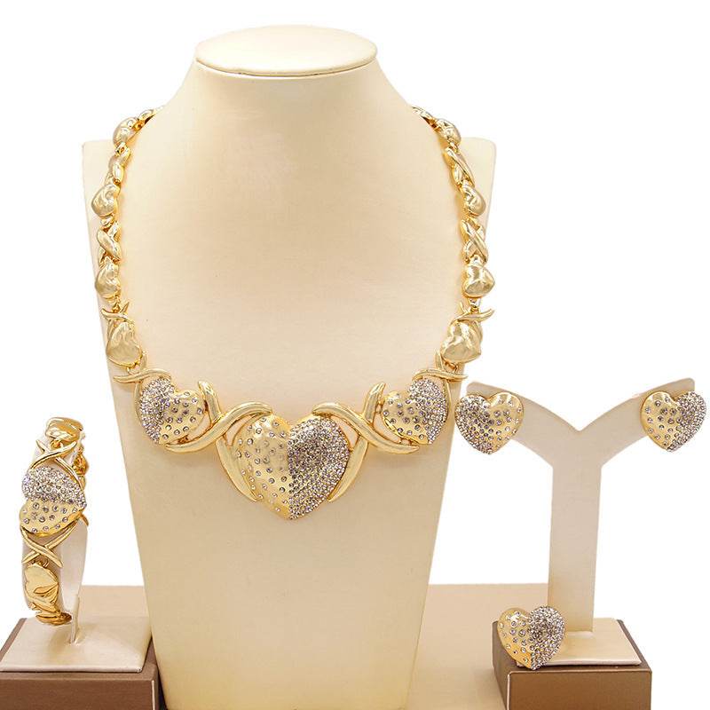 Buy Center Gold Zinc Alloy Jewelry Set - Necklace, Earrings, Bracelet, Ring - Buy Center