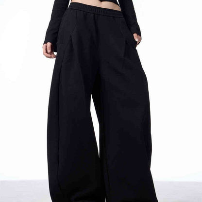 American-Style Wide-Leg Pants - Deconstructive Design in Black & Gray - Buy Center