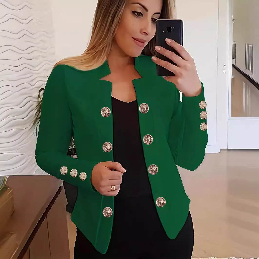 Buycenter Women's Fashion Blazer - Cuff Button Small Suit in Multiple Colors - Buy Center
