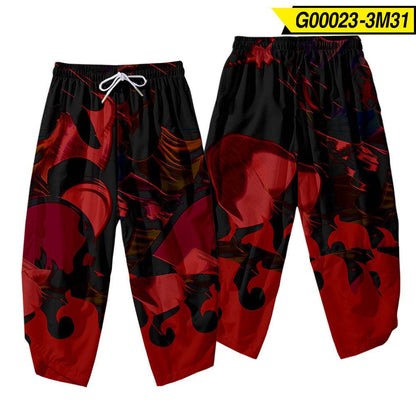 Men's 3D Creative Printed Cropped Pants - Stylish Sun & Moon Design - Buy Center