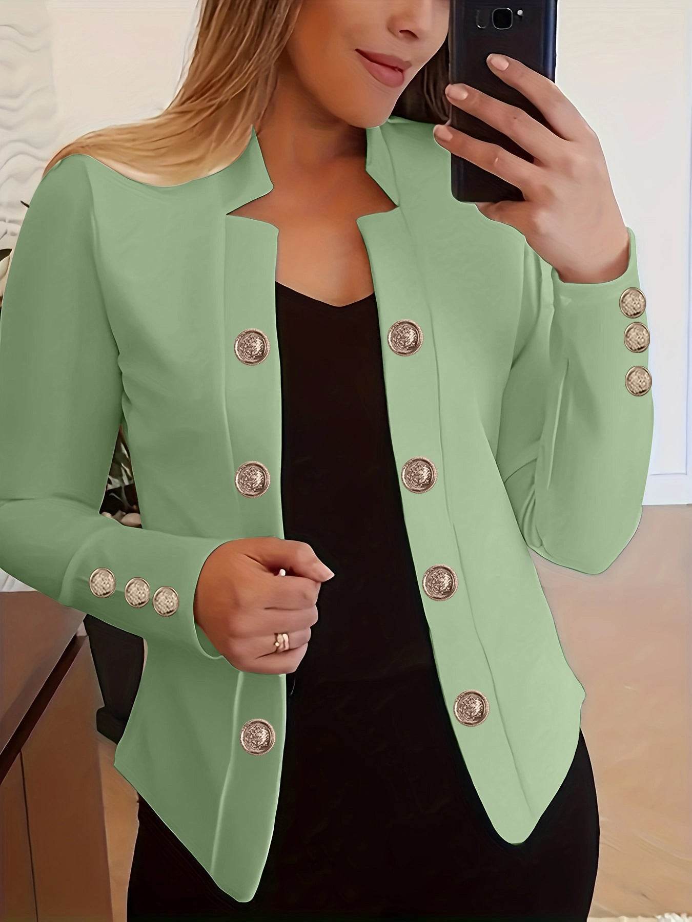 Buycenter Women's Fashion Blazer - Cuff Button Small Suit in Multiple Colors - Buy Center