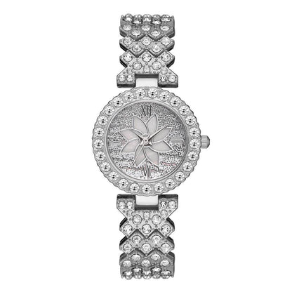 Center Diamond-Embedded Starry Sky Bracelet Watch for Women - Rose Gold & Silver - Buy Center
