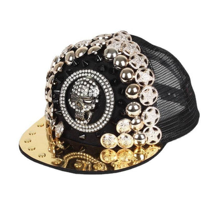 Handmade Skull Leopard Rivet Baseball Cap - Adjustable Unisex Fashion - Buy Center