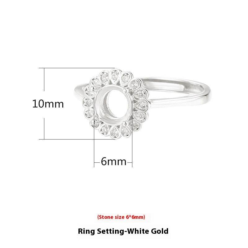 Sterling Silver Rose Gold Eardrop Frame Ring - Adjustable & Elegant Design - Buy Center