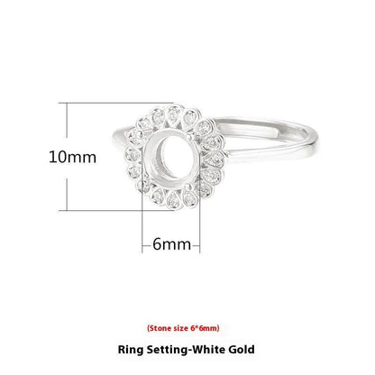 Sterling Silver Rose Gold Eardrop Frame Ring - Adjustable & Elegant Design - Buy Center