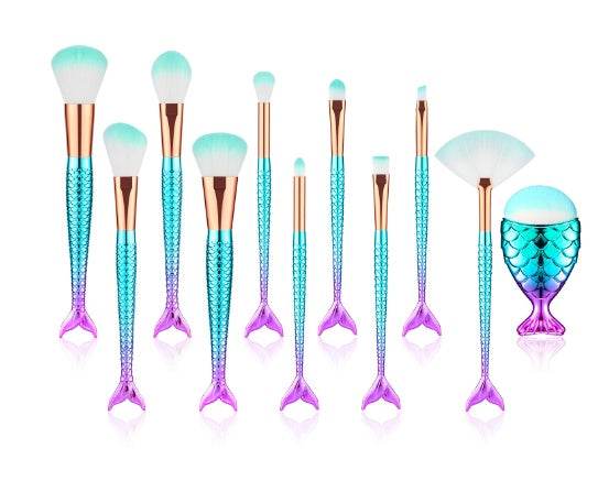 11pcs Mermaid Makeup Brushes Kit - Flawless Application & Trendy Design 2025 - Buy Center