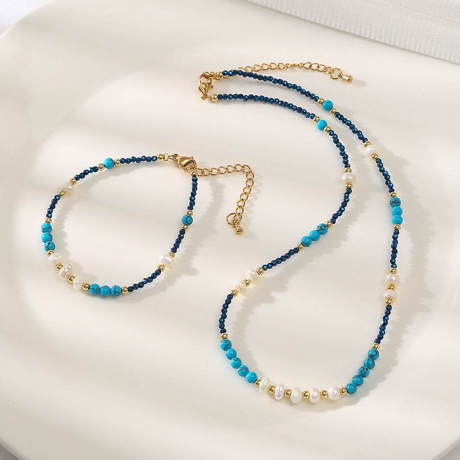 Turquoise Baroque Pearl Bracelet - Hand-Woven Freshwater Jewelry for Women - Buy Center