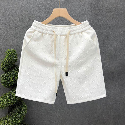 Stylish White Jacquard Shorts for Men - Comfortable Polyester Casual Wear - Buy Center