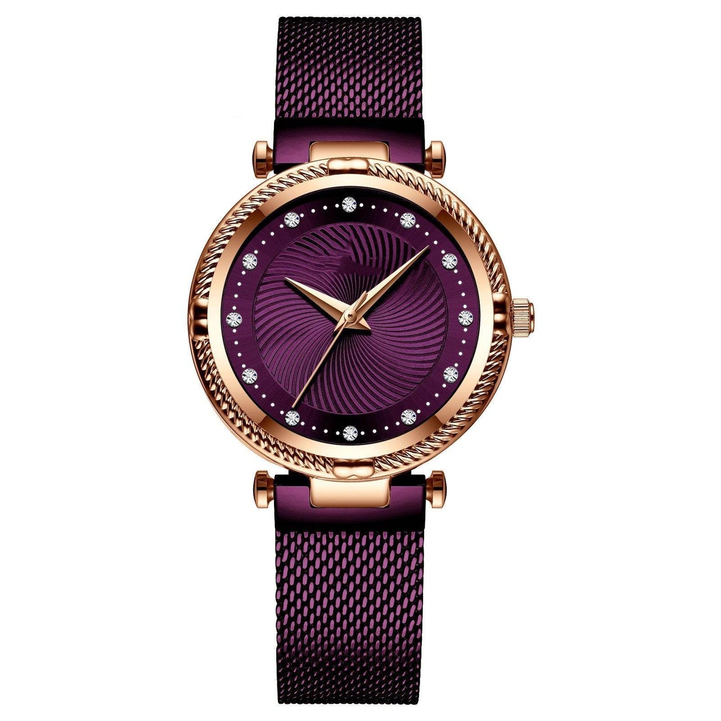 Buy Center Women's Mesh Waterproof Watch - Elegant Diamond-Inlaid Design - Buy Center