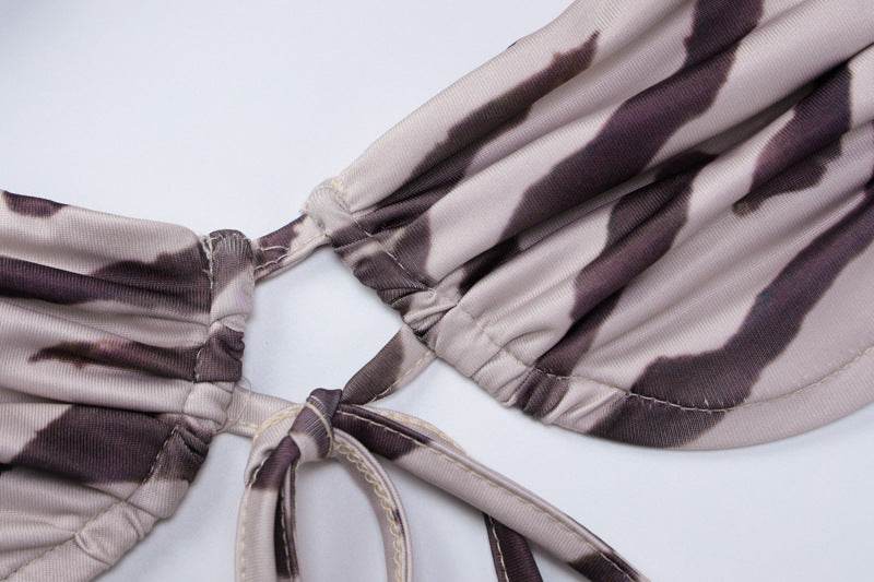 Buycenter 3D Zebra Striped Long-Sleeved Top & Slim Skirt Suit - Buy Center