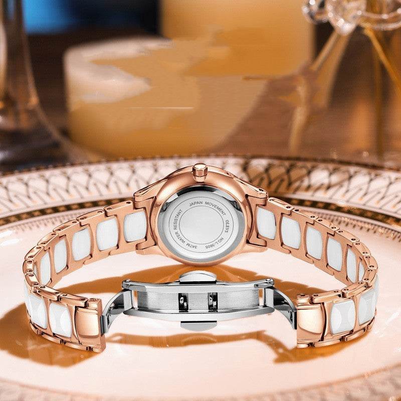 Buycenter Women's Quartz Watch - Diamond Inlaid, 30M Waterproof Design - Buy Center