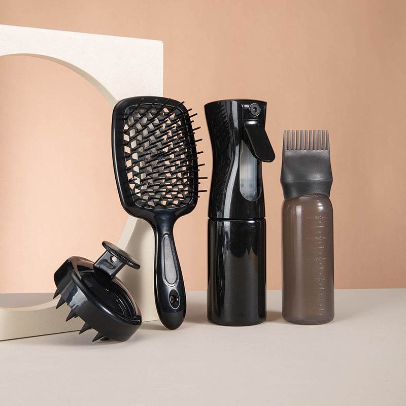 High Pressure Spray Bottle & Silicone Shampoo Brush Set - Hair Care Essentials - Buy Center