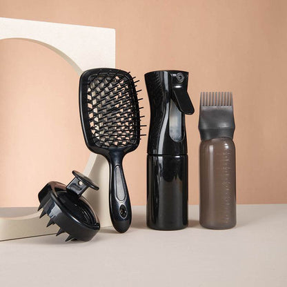 High Pressure Spray Bottle & Silicone Shampoo Brush Set - Hair Care Essentials - Buy Center